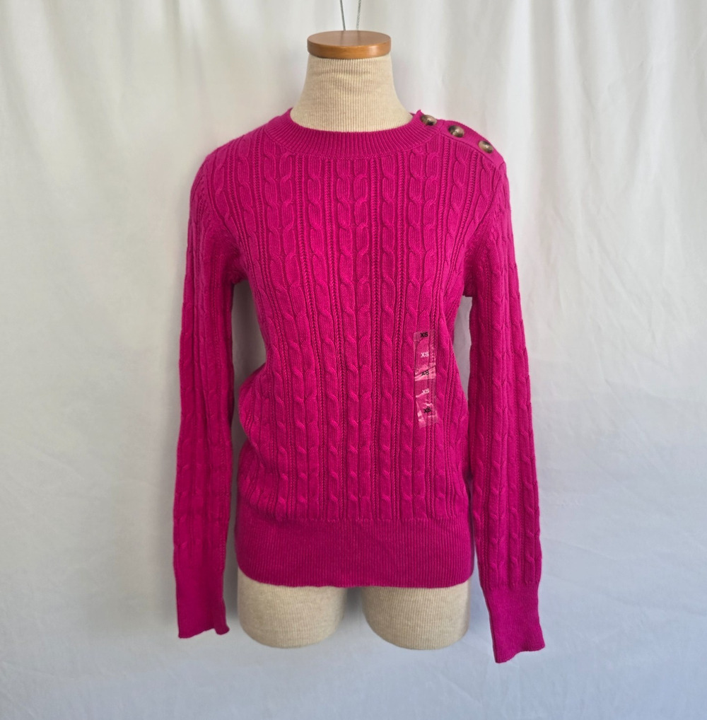 Charter Club Cable Knit Sweater Women's XS Pink Pullover NWT